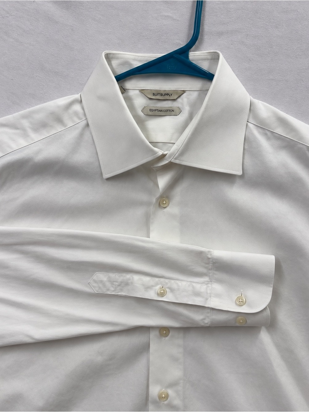Suitsupply Mens 42-7 16.5L White Egyptian Cotton Tessitura Monti Dress Shirt